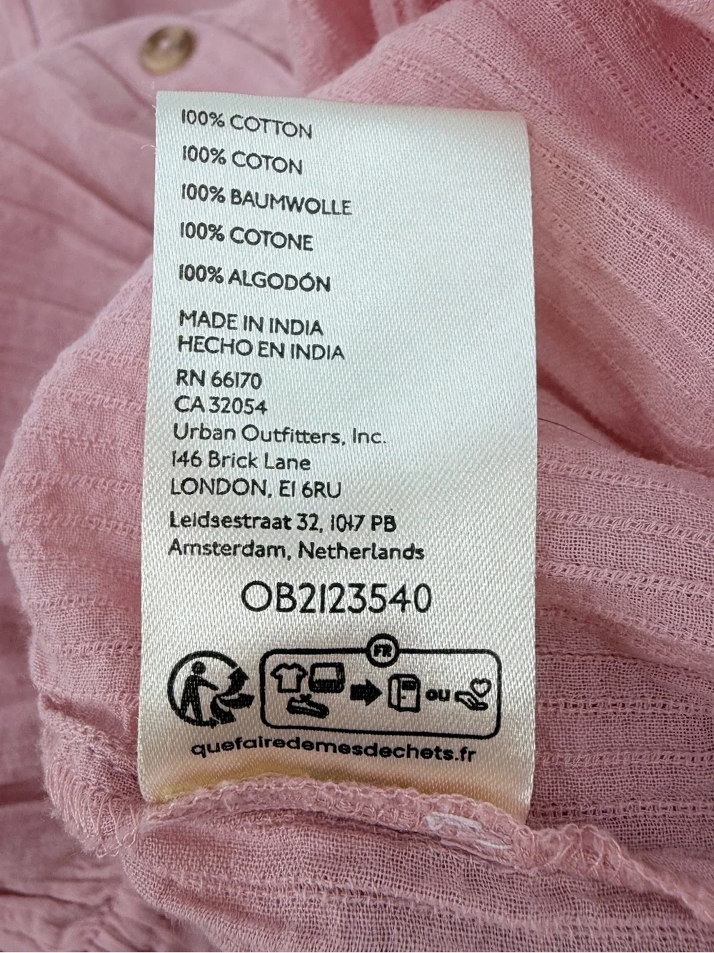 Free People Pink Little Cloud 100% Cotton Cropped Blouse Top Large
